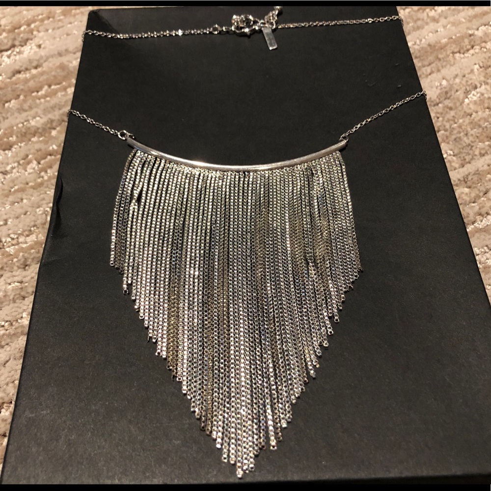 Topshop Silver Fringe Necklace